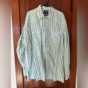 Green and white wrangler western shirt
